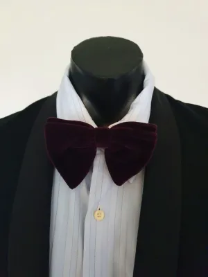 1970s Purple, Wine Colored Velvet Bow Tie