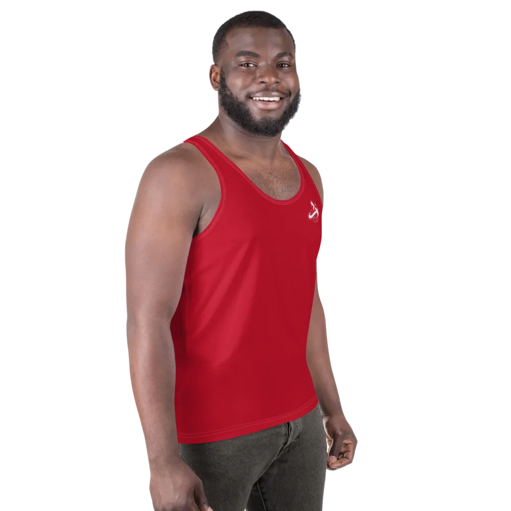 Athletic Apparatus Red White logo White stitch Unisex Tank Top