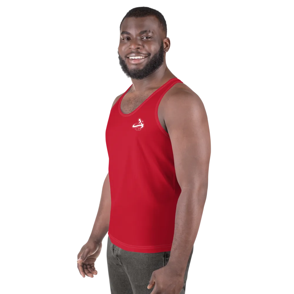 Athletic Apparatus Red White logo White stitch Unisex Tank Top