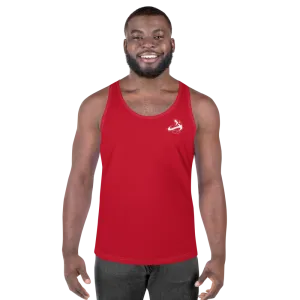 Athletic Apparatus Red White logo White stitch Unisex Tank Top