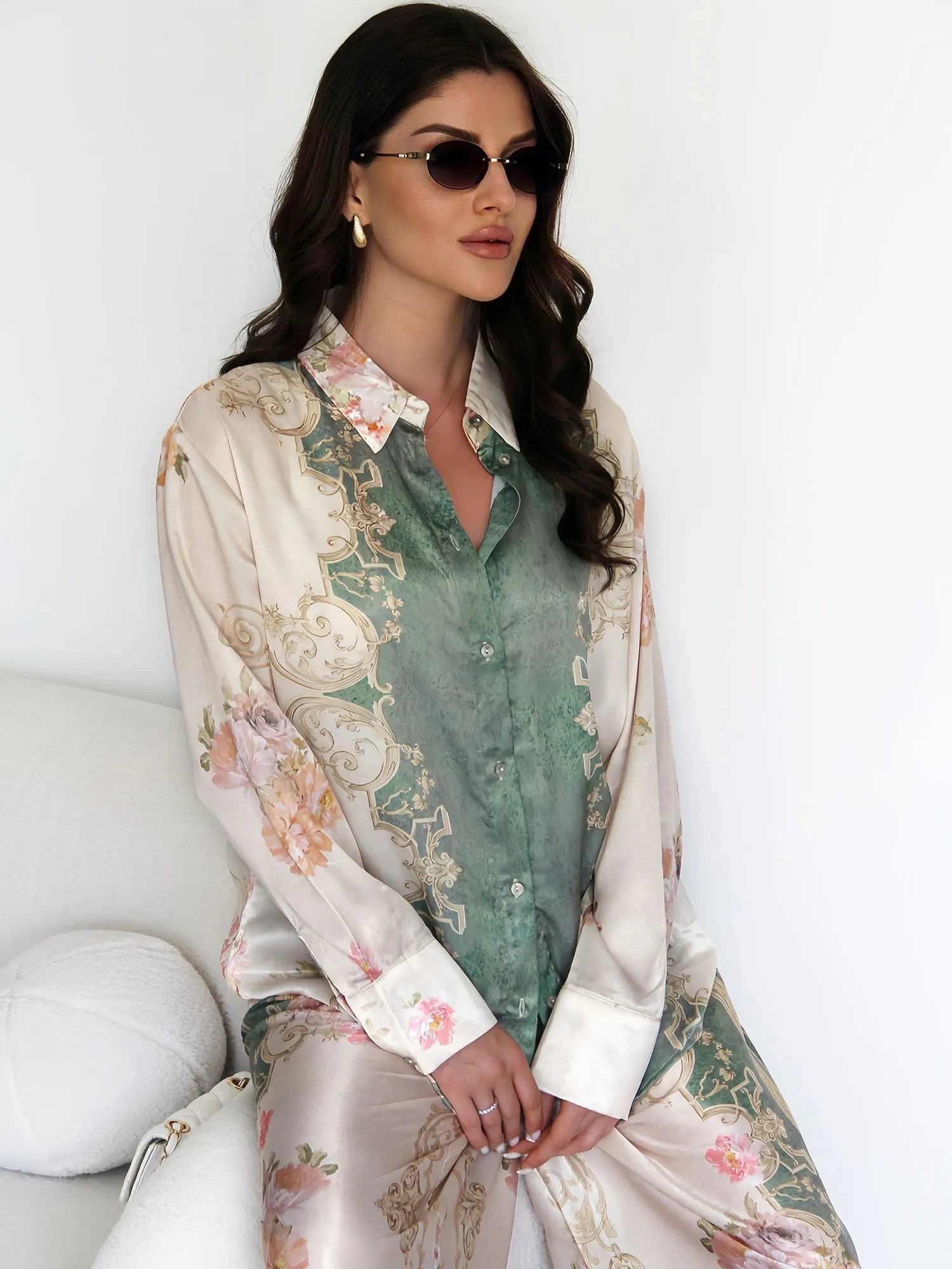 Baroque Floral Satin Shirt