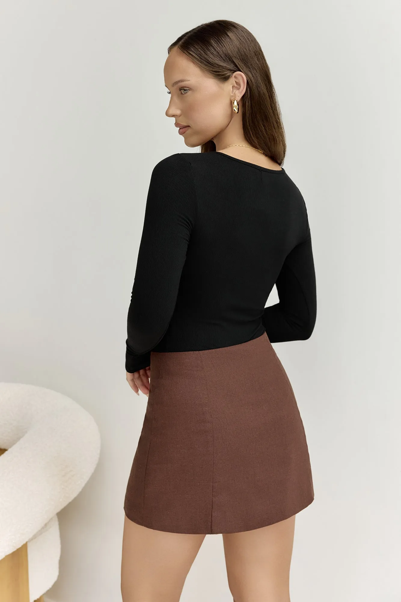 BASE The Flatter Me Long Sleeve Ribbed Bodysuit Black