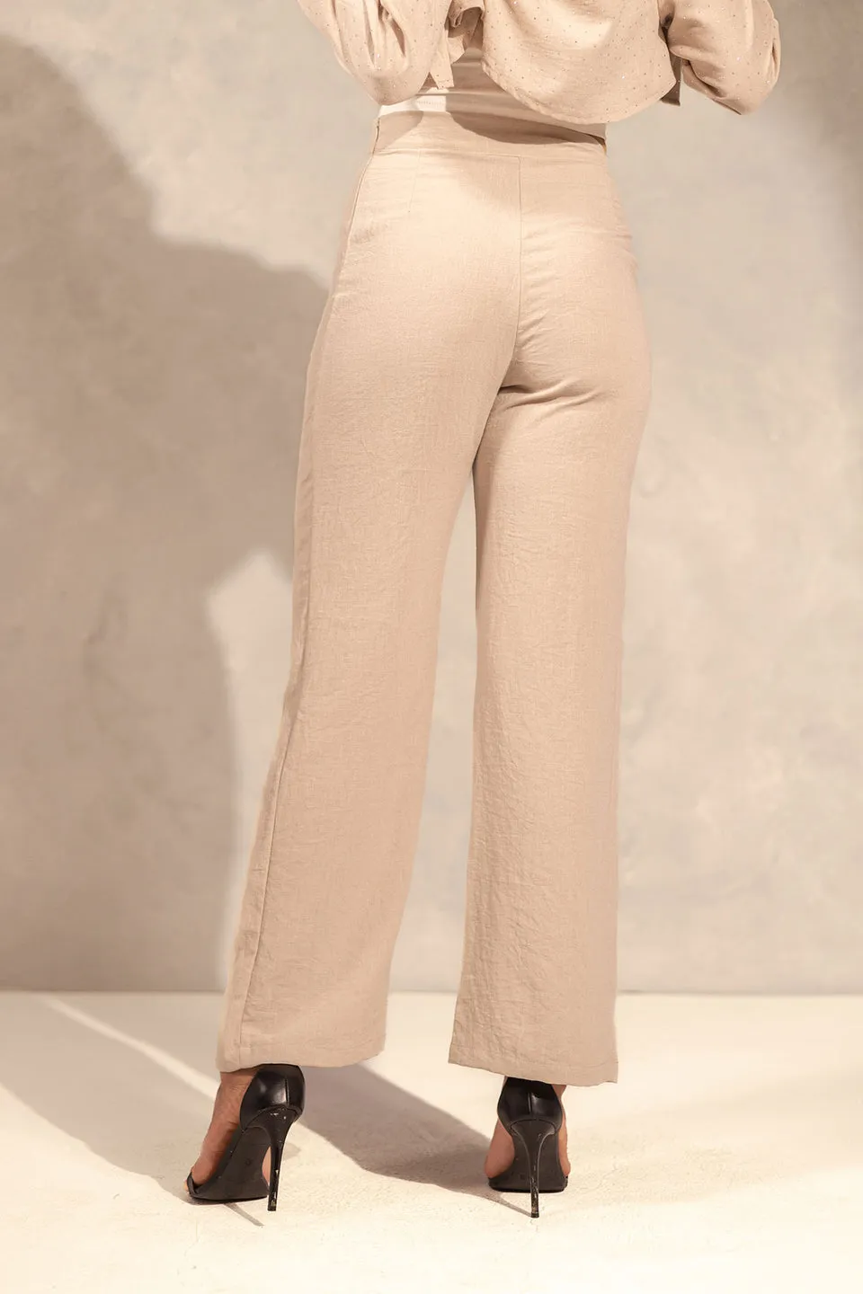 Beige Glitter Summer Pants