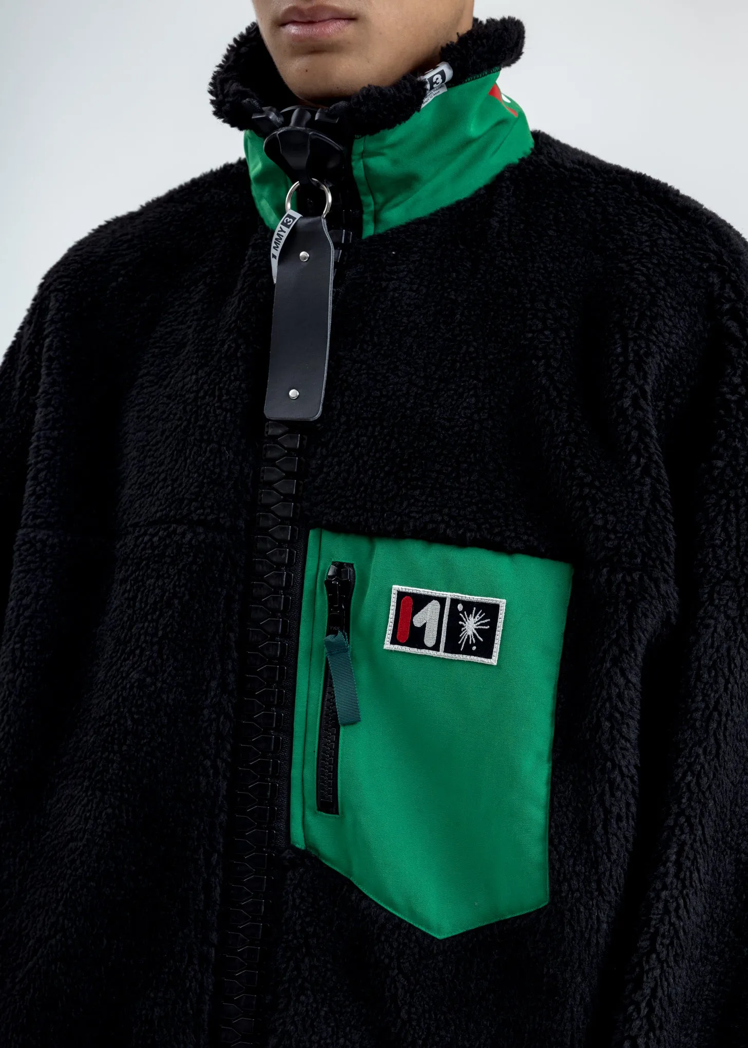 Black Enlarged Zip Pullover