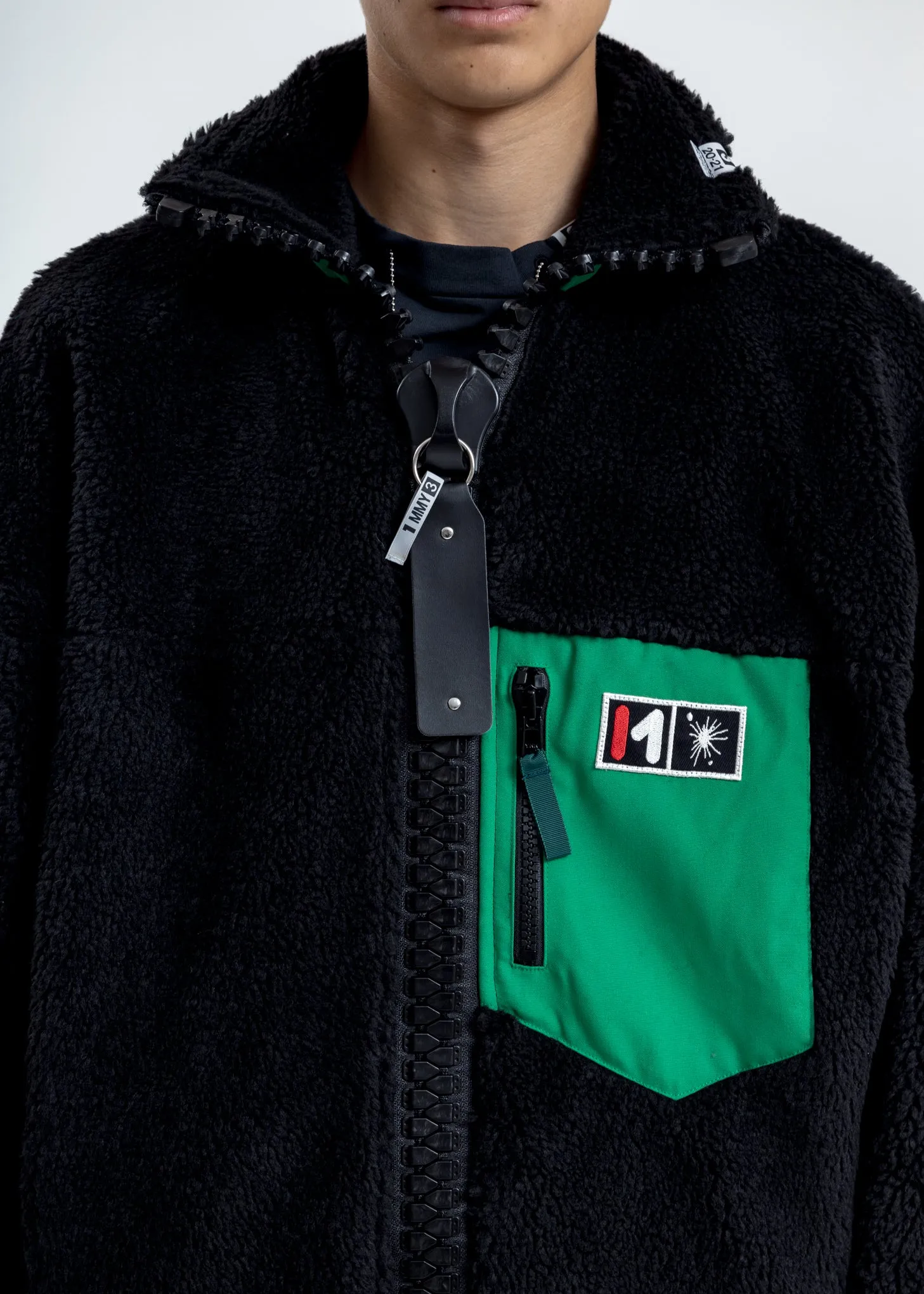 Black Enlarged Zip Pullover