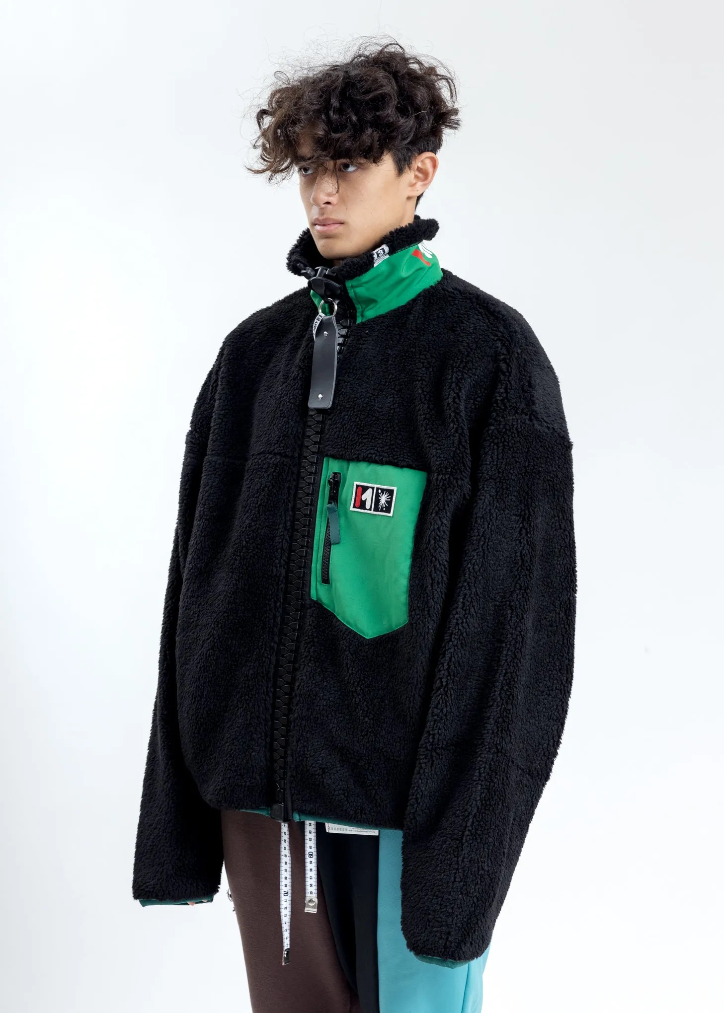 Black Enlarged Zip Pullover