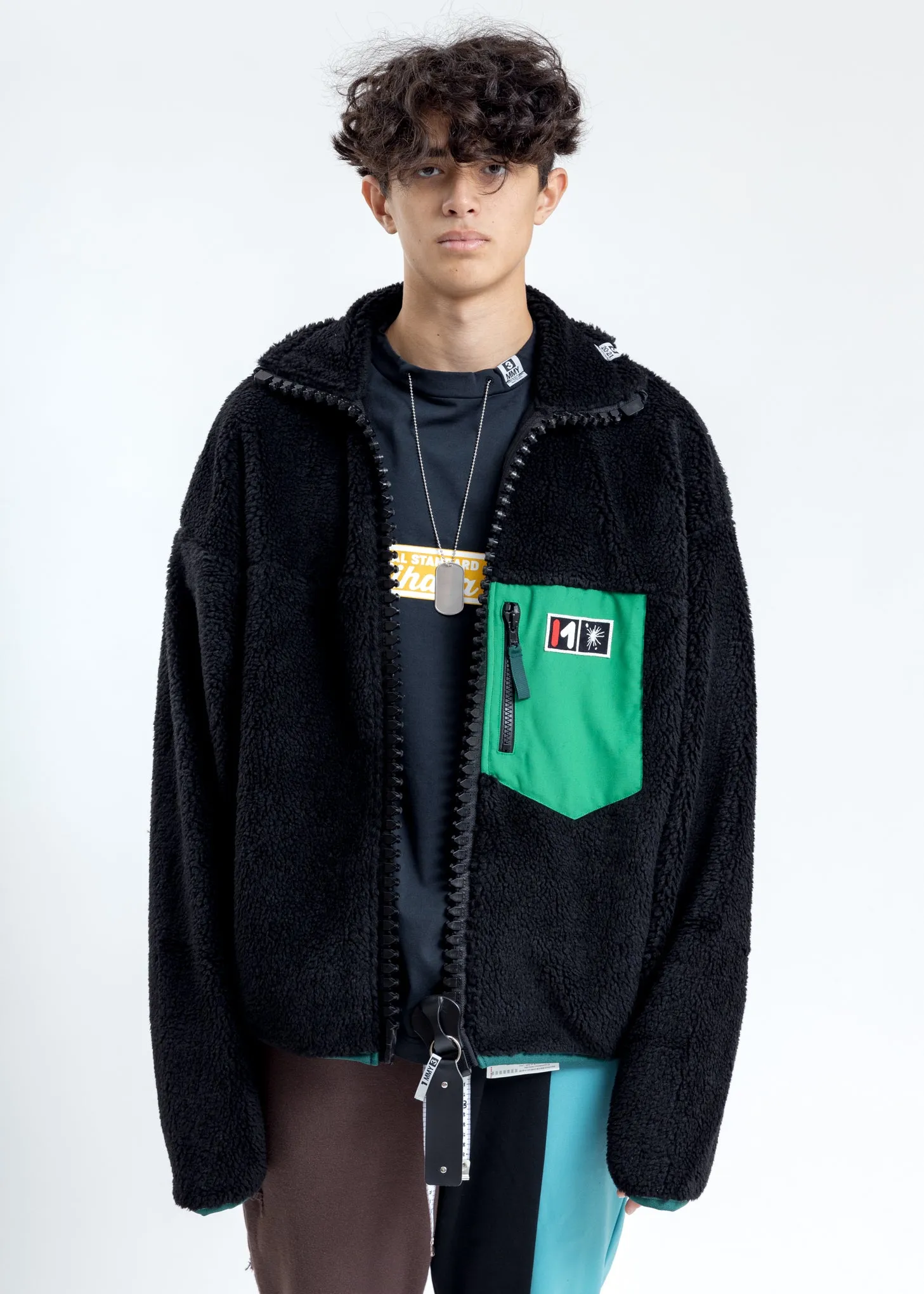 Black Enlarged Zip Pullover