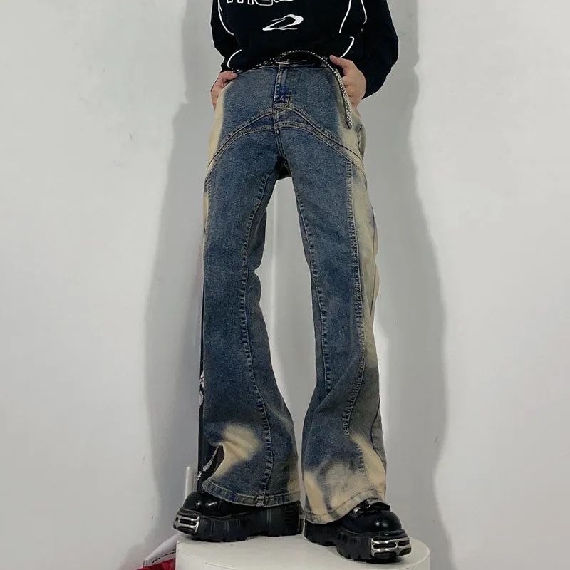 Blavra American Vintage Washed Gradient Micro-Flared Jeans
