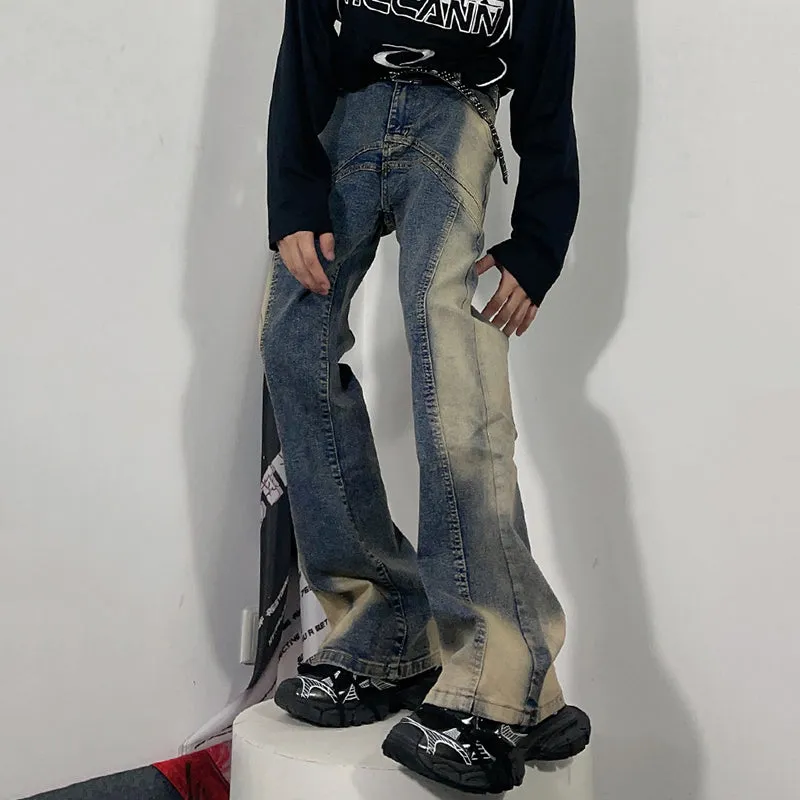 Blavra American Vintage Washed Gradient Micro-Flared Jeans