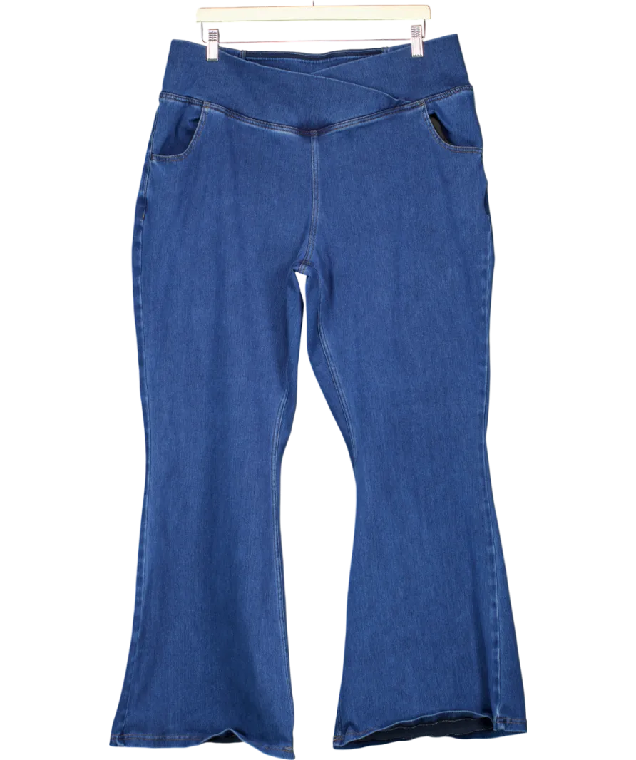 Blue Pull On Flared Stretch Jeans UK XXXL