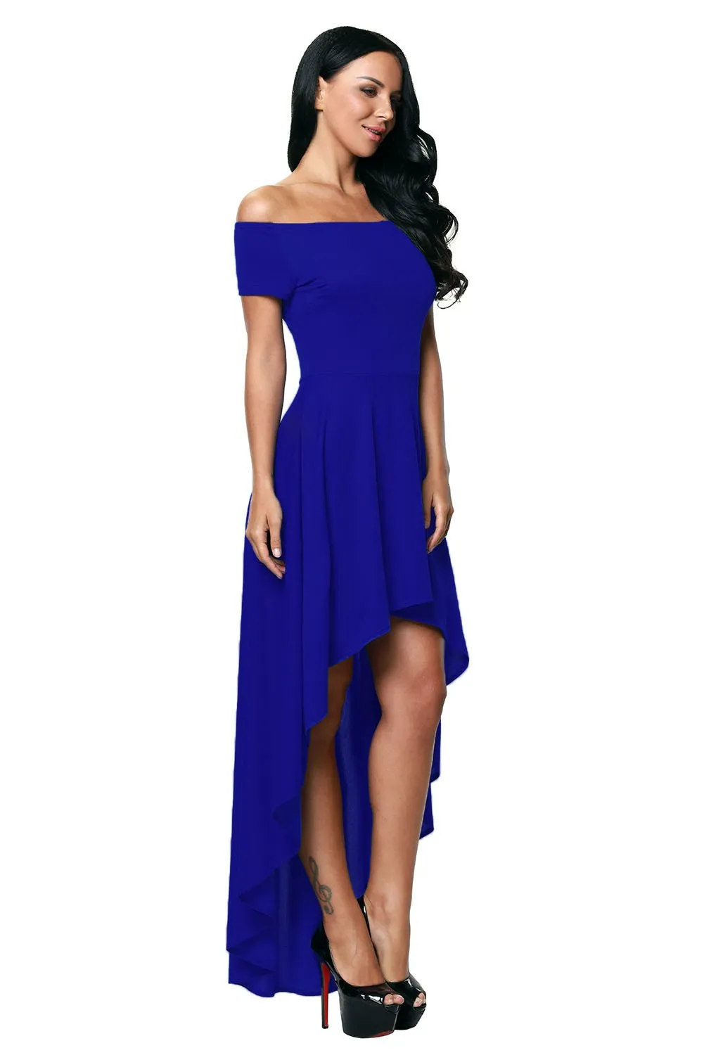 Blue Stylish Asymmetric Dress