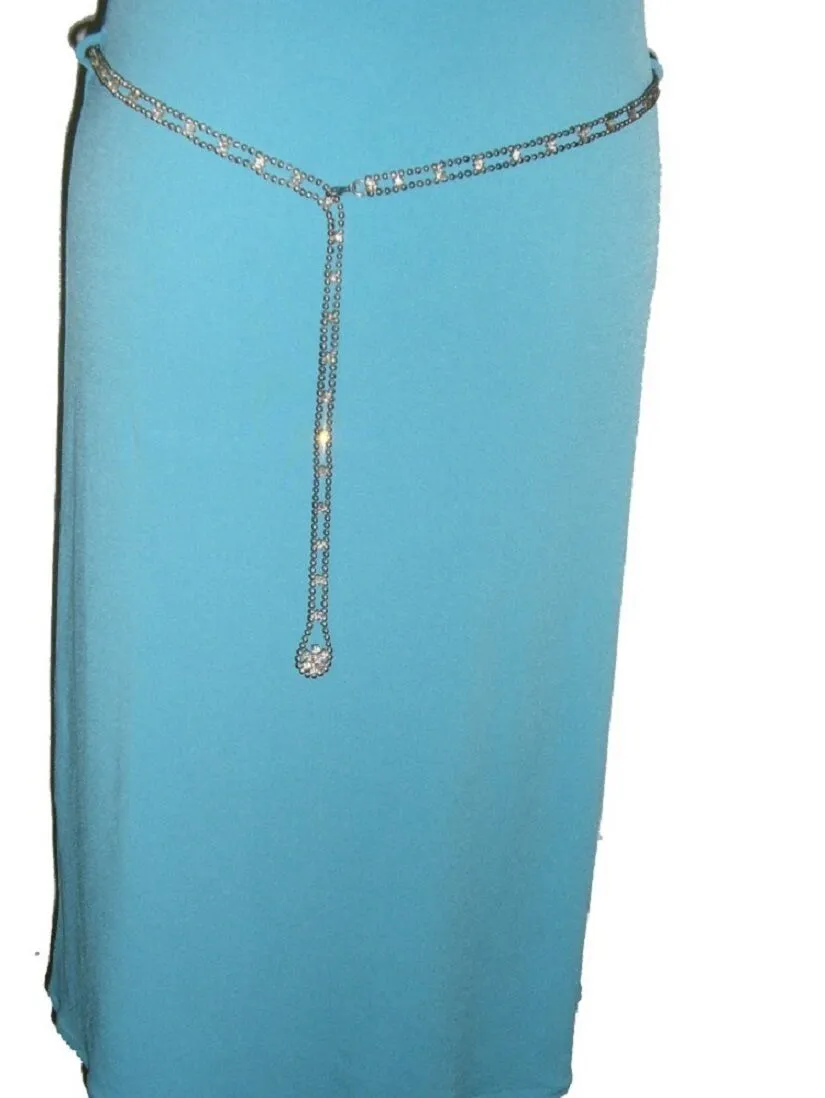Blue Stylish Diamante Neck Sleeveless Dress
