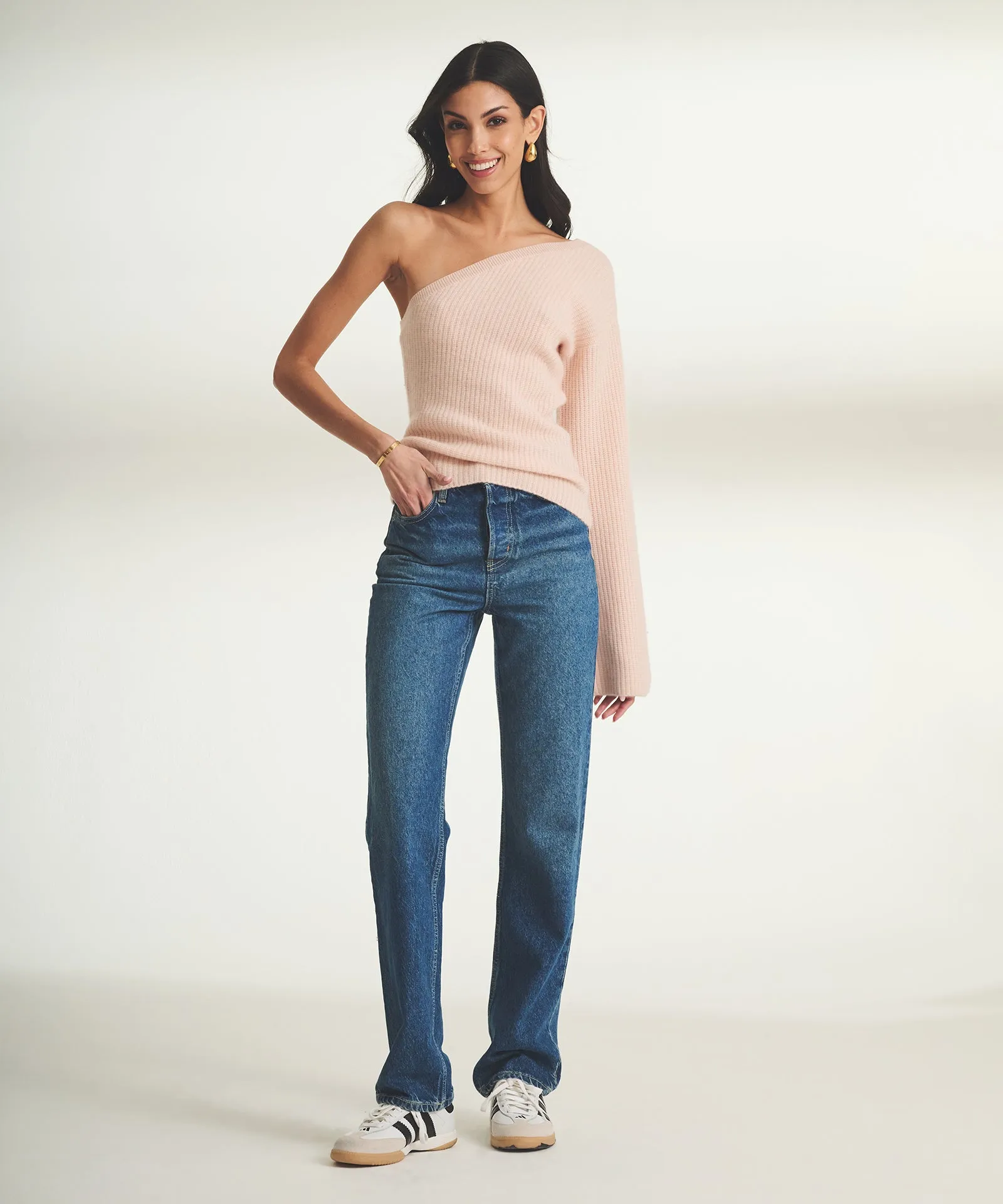 Cashmere Ribbed Asymmetrical Top