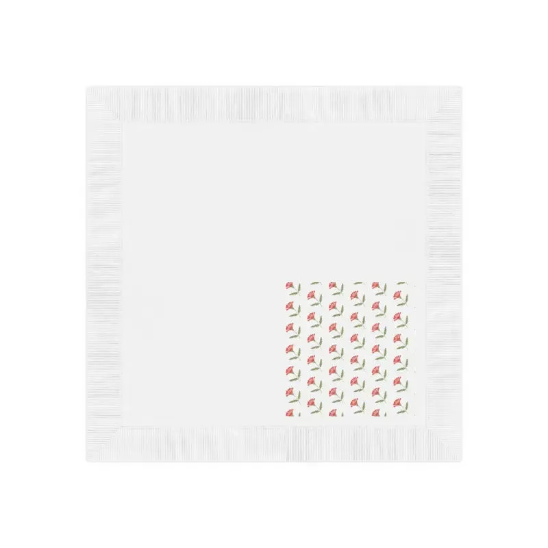 Chic Black Napkins Set with Red Flowers