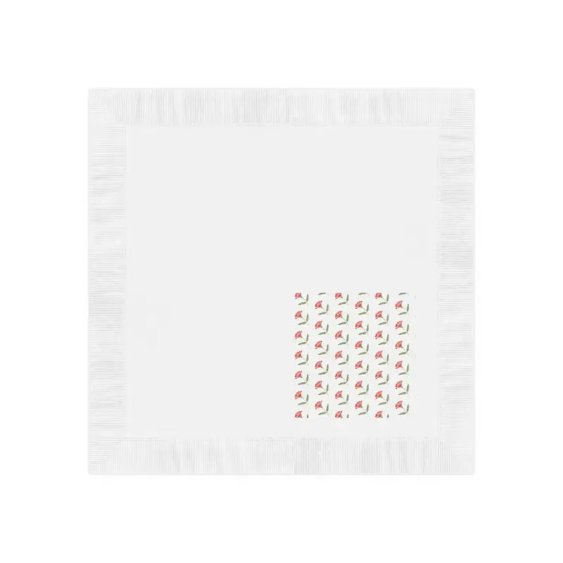 Chic Black Napkins Set with Red Flowers