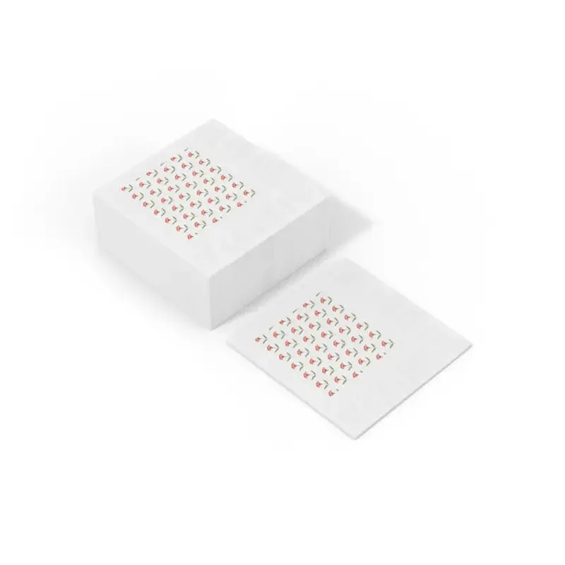 Chic Black Napkins Set with Red Flowers