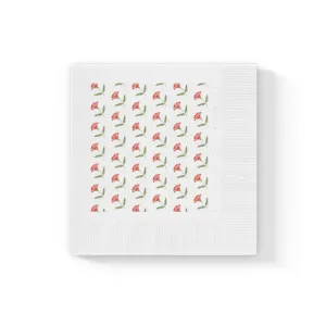 Chic Black Napkins Set with Red Flowers