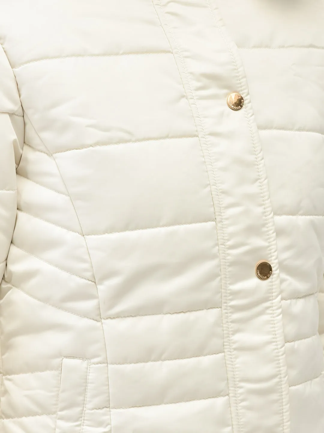 Cream Hooded Puffer Jacket