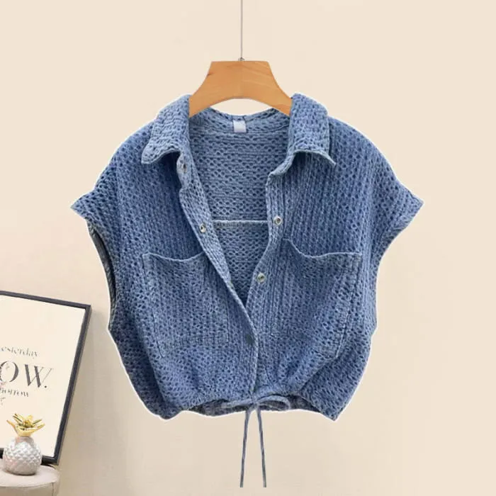 Denim Top Casual Pocketed Cargo Pants
