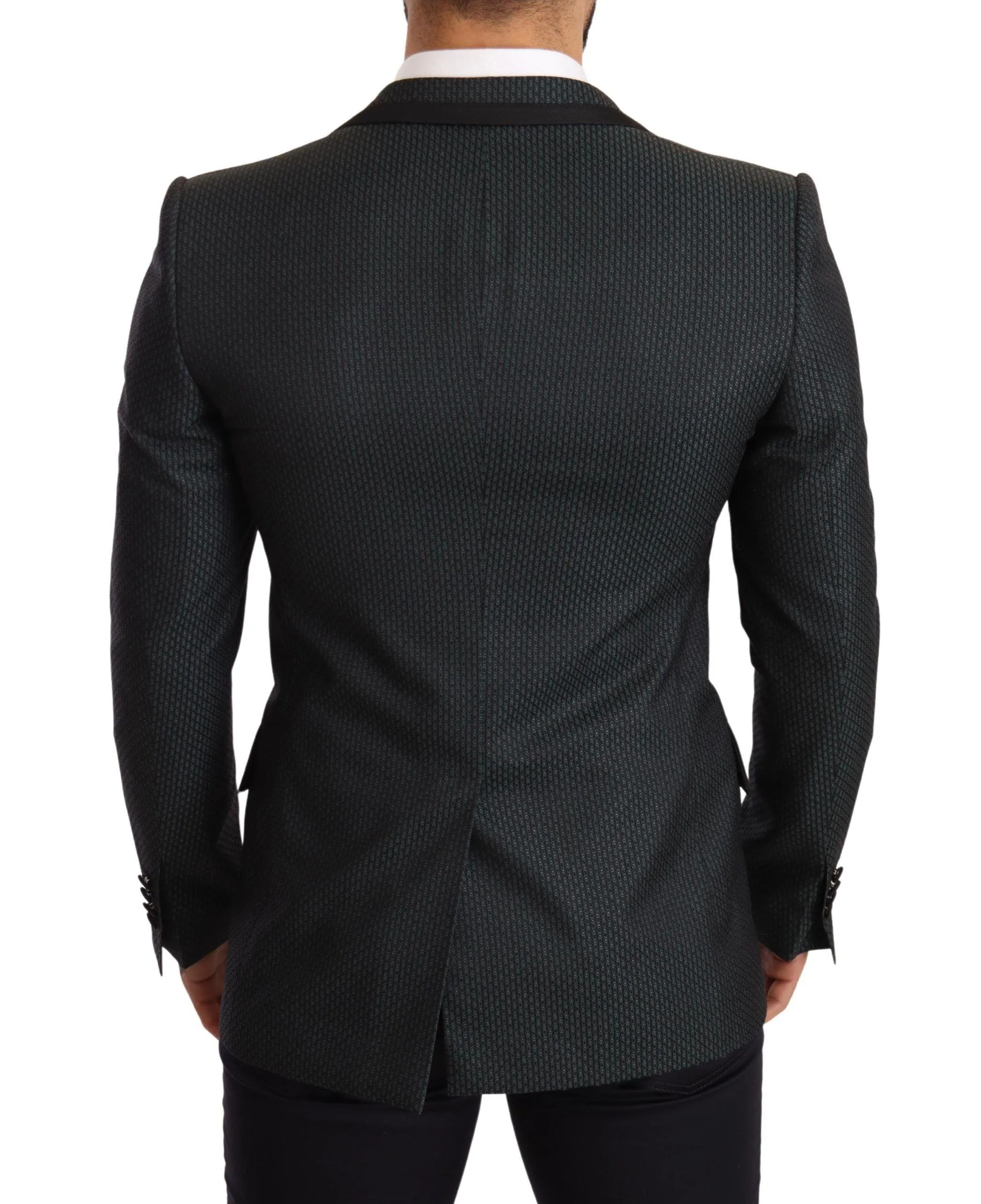 Dolce & Gabbana Black Green Slim Fit Coat Jacket Blazer