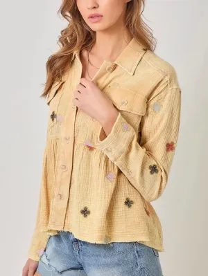 Double Gauze Embroidery Peplum Jacket