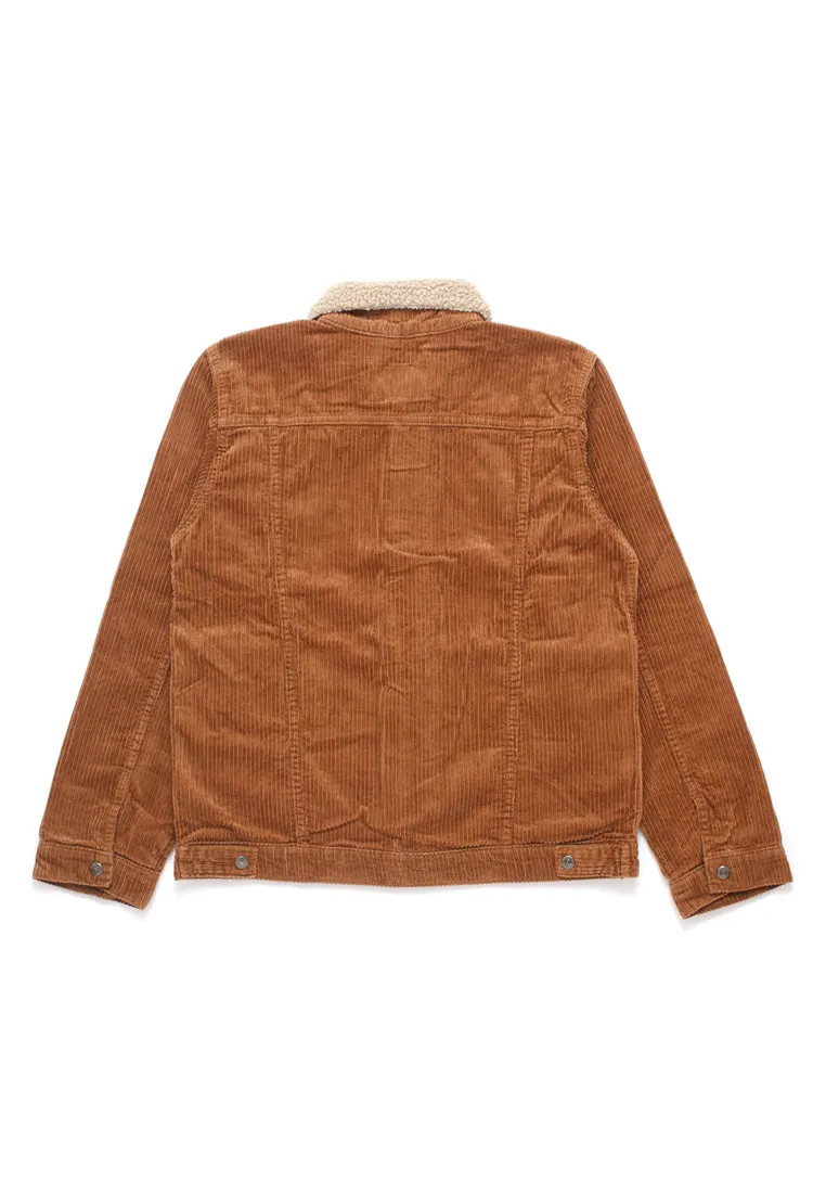 EMPIRE SOLID BROWN CORDUROY TRUCKER SHERPA JACKET