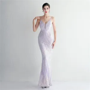 Expensive Party Stylish Long Layered Sequin Costume Dress