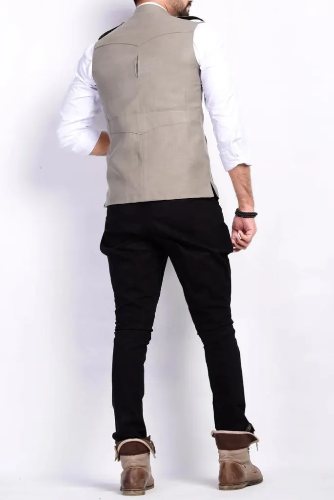 Four Pocket Light Grey Semi Hunting Jacket Sleeveless Jacket Marriage or Festivals Formal Jackets