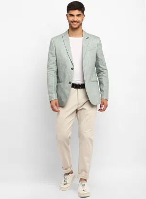 Green Peak Collar Casual Jacket