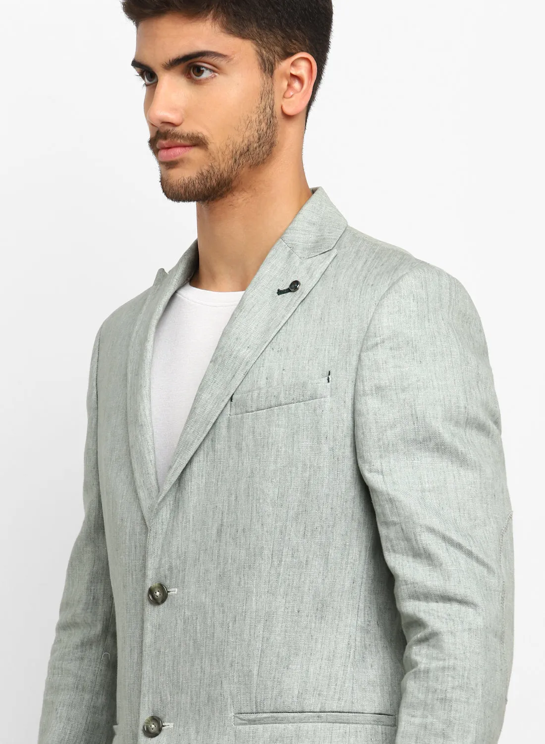 Green Peak Collar Casual Jacket