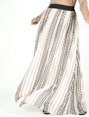 Ivory aztec pleated skirt