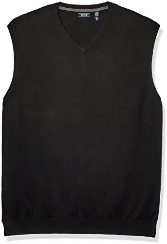 IZOD Men's Big & Tall Big Premium Essentials Solid V-Neck 12 Gauge Sweater Vest, BLACK, 4X-Large Tall