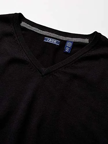 IZOD Men's Big & Tall Tall Premium Essentials Solid V-Neck 12 Gauge Sweater Vest, BLACK, 3X-Large Big