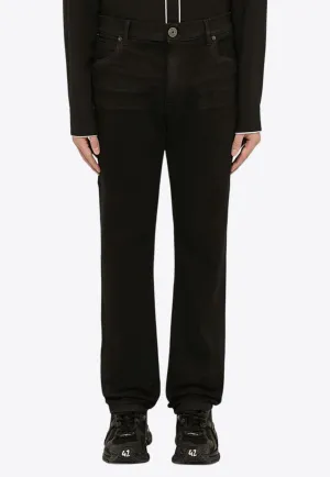Logo-Embroidered Straight-Leg Jeans