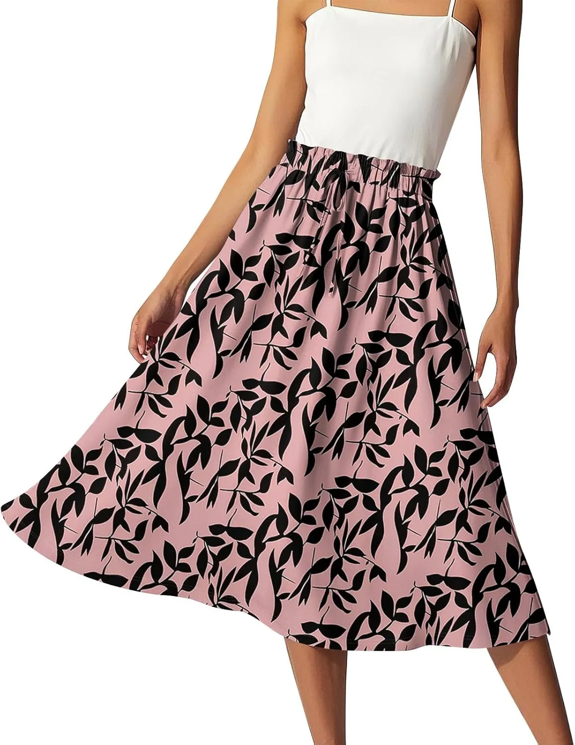 Long Pleated Skirts for Women High Waist A-Line Flowy Maxi Skirt Elegant Summer