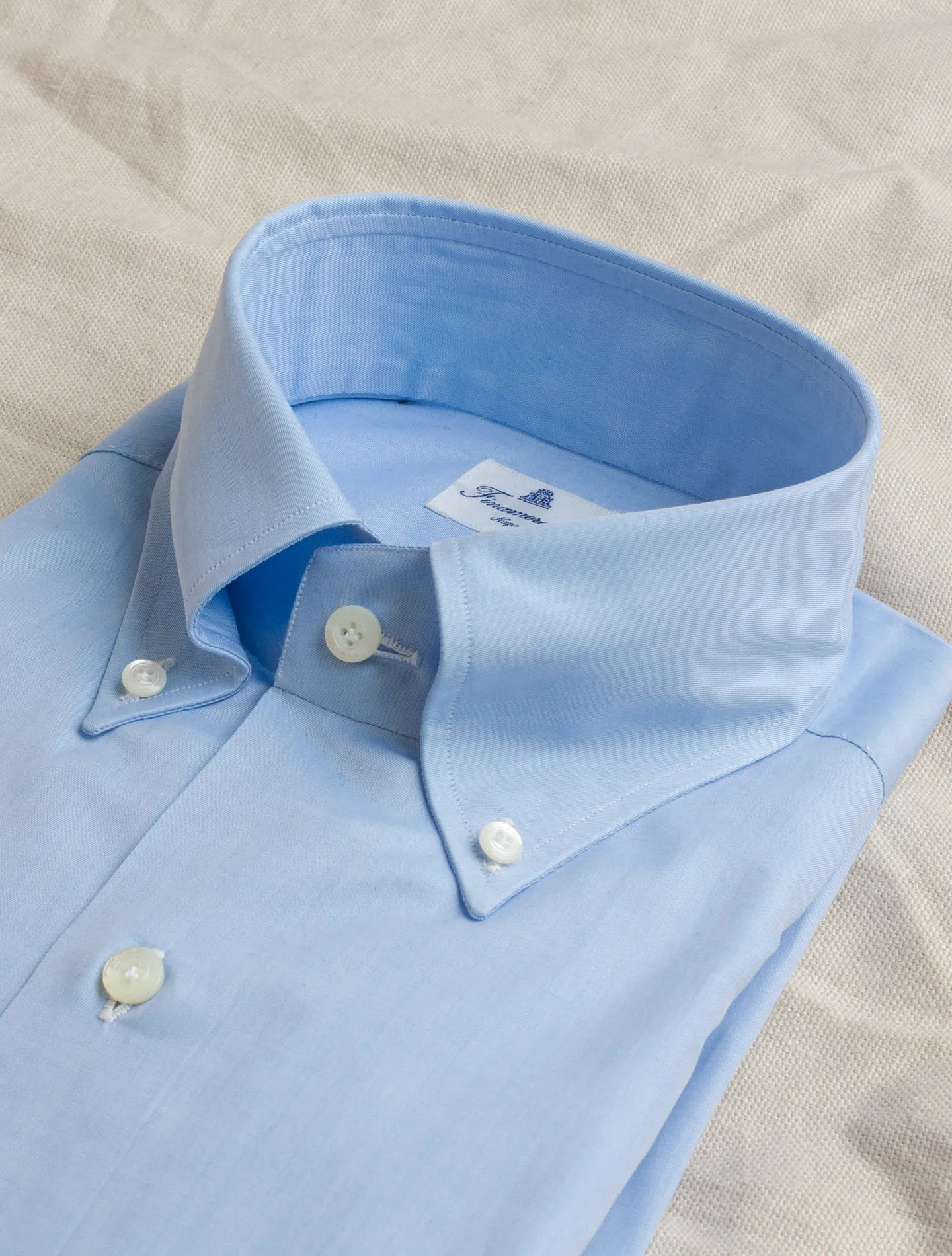 Lucio 170 Button Down Twill Shirt Light Blue