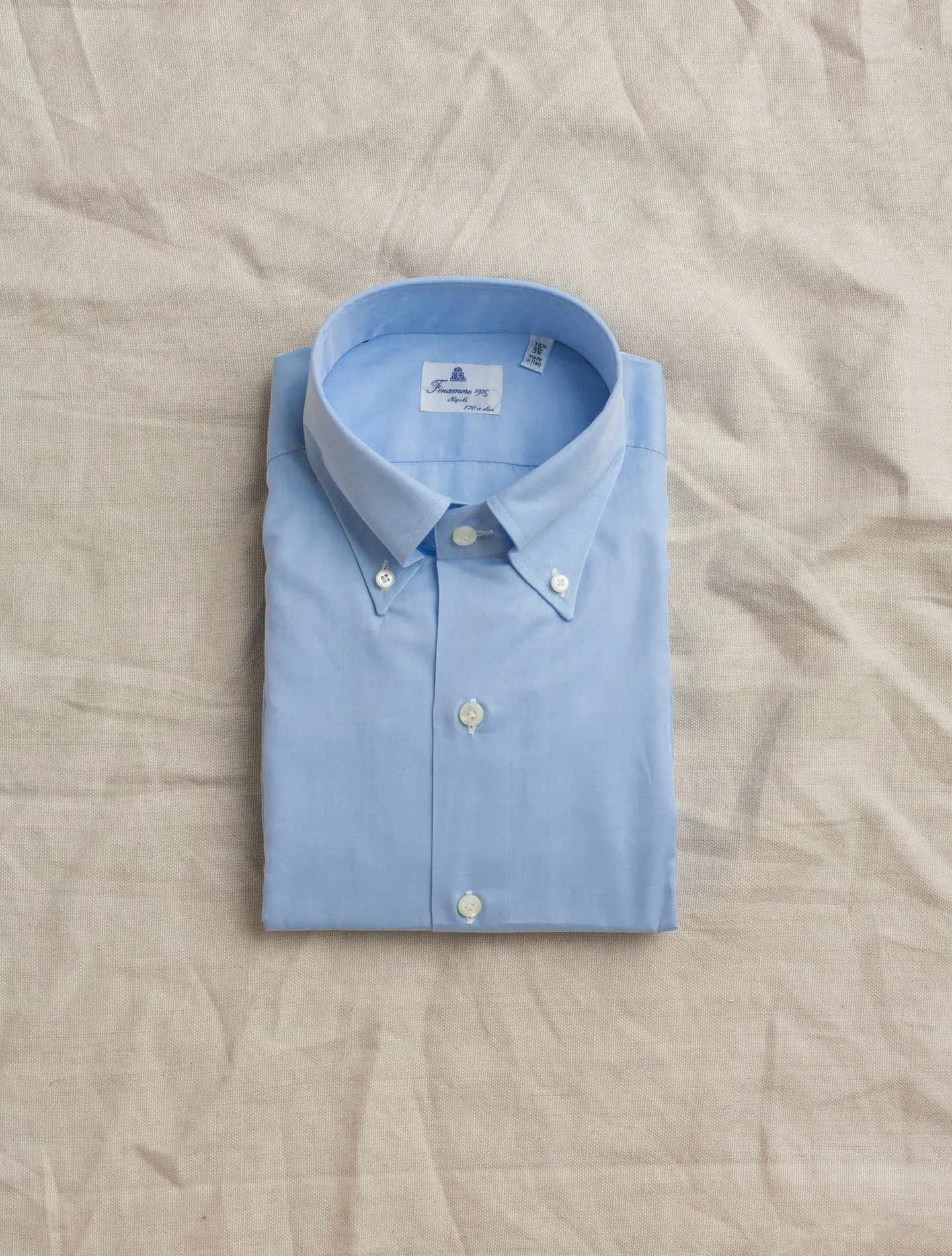 Lucio 170 Button Down Twill Shirt Light Blue