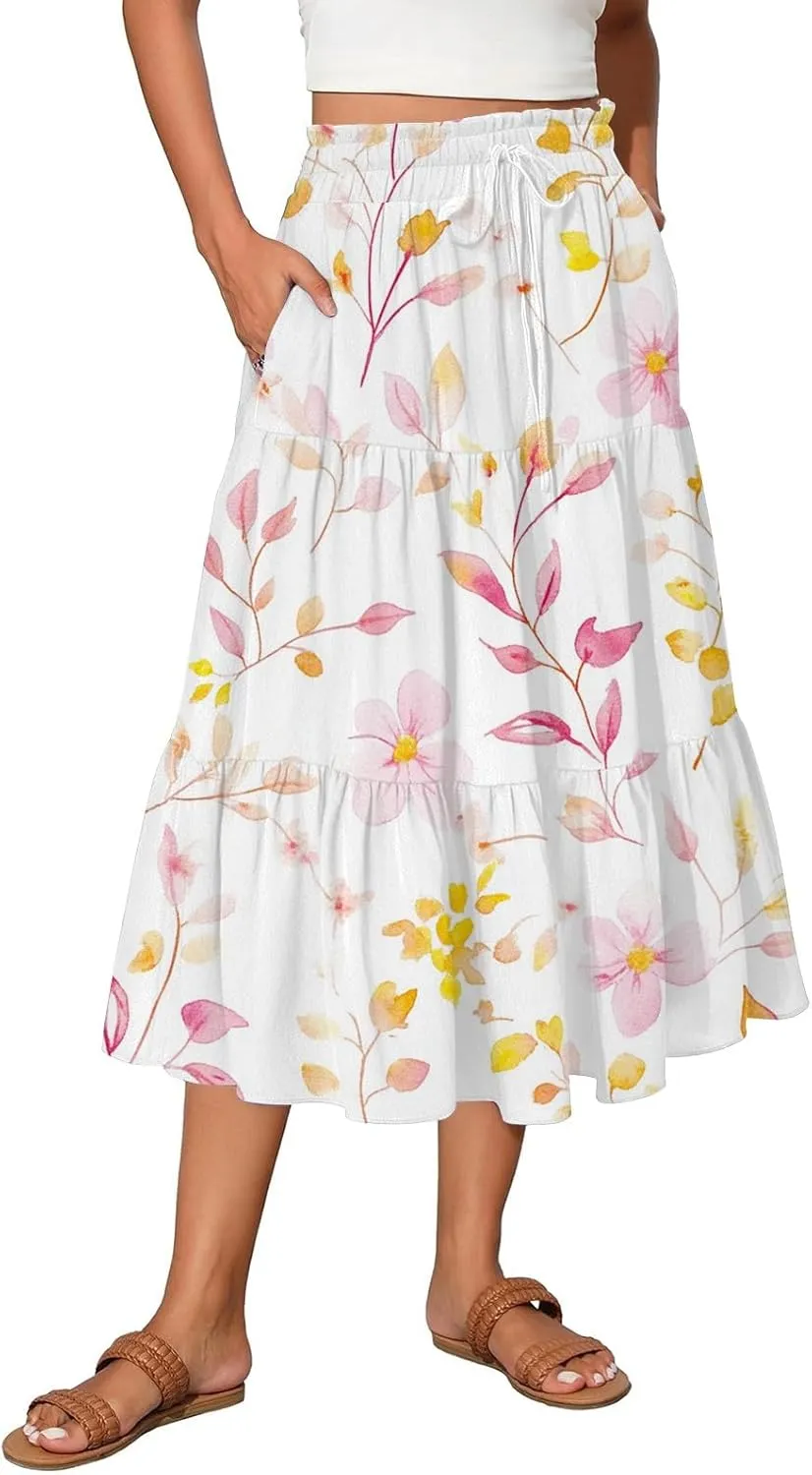 Maxi Skirts for Women 2025 Boho Flowy A-Line High Waist Long Skirt Trendy
