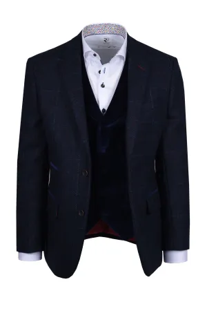 Mazelli Jacket And Waistcoat Blue Red Check