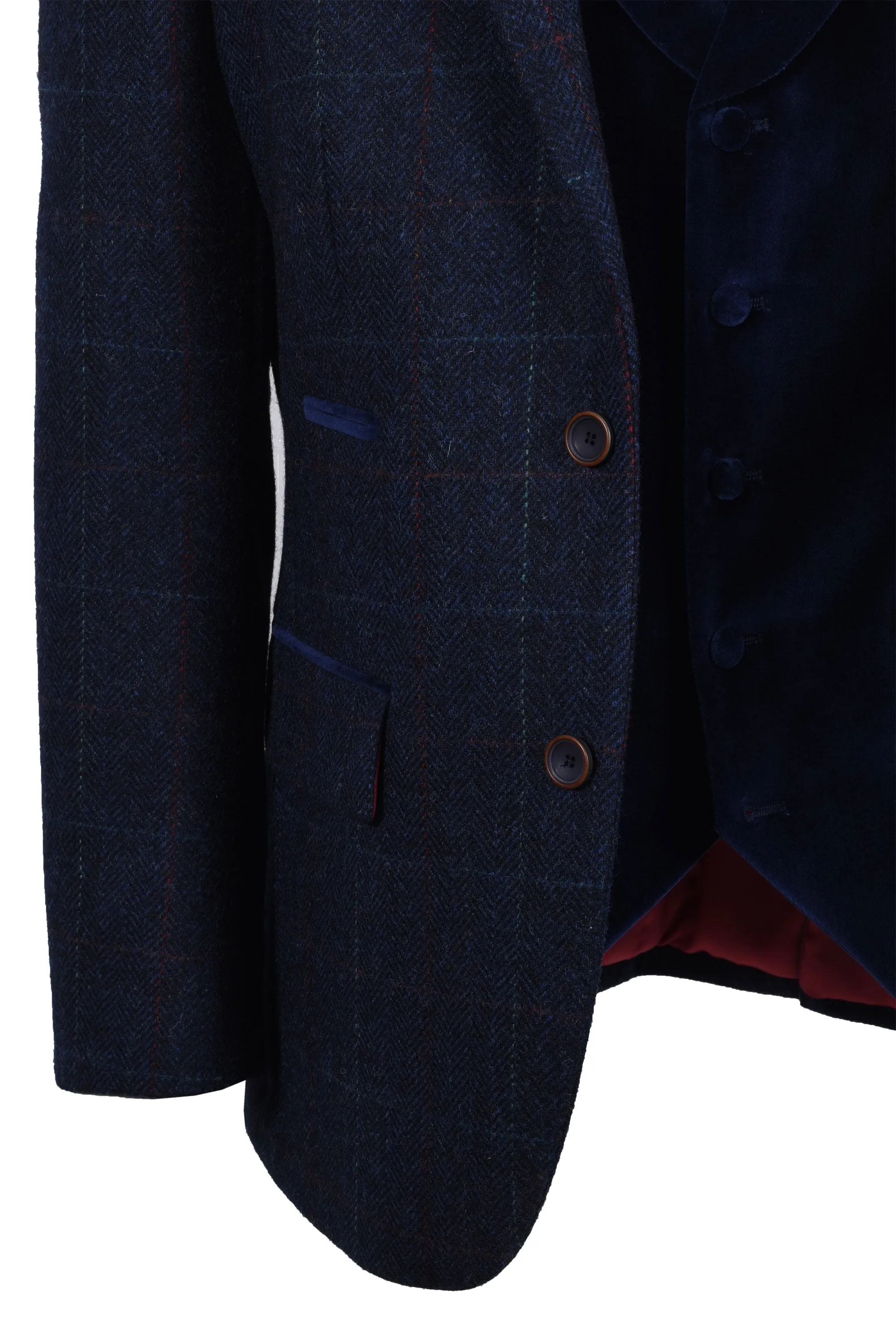 Mazelli Jacket And Waistcoat Blue Red Check