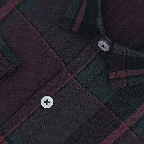 Men's 100% Cotton Plaid Checkered Full Sleeves Shirt (Cola)