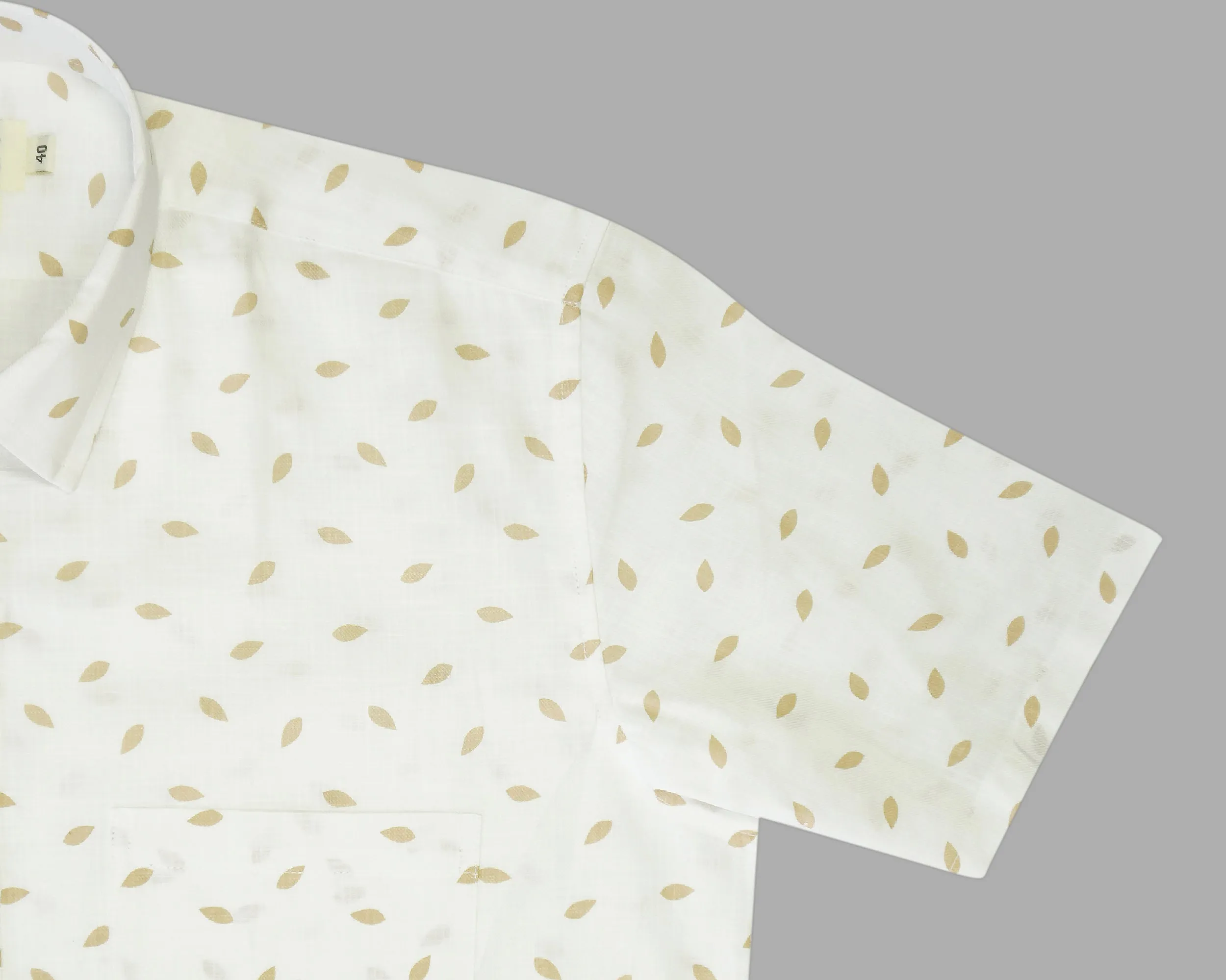 Men's 100% Cotton Printed Half Sleeves Shirt (Beige)