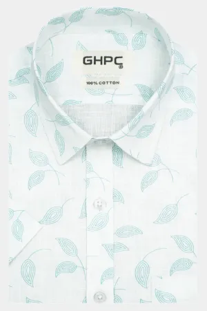 Men's 100% Cotton Printed Half Sleeves Shirt (Sea Green)