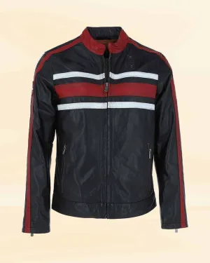 Midnight Maverick Men's Black Biker Leather Jacket