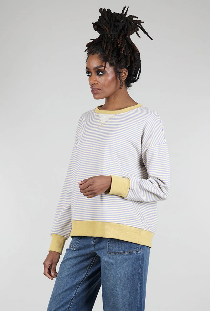 Mini Stripe Oversized Sweatshirt, Lemon/Lavender