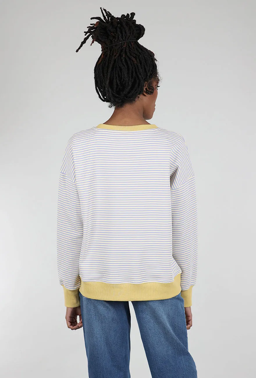Mini Stripe Oversized Sweatshirt, Lemon/Lavender