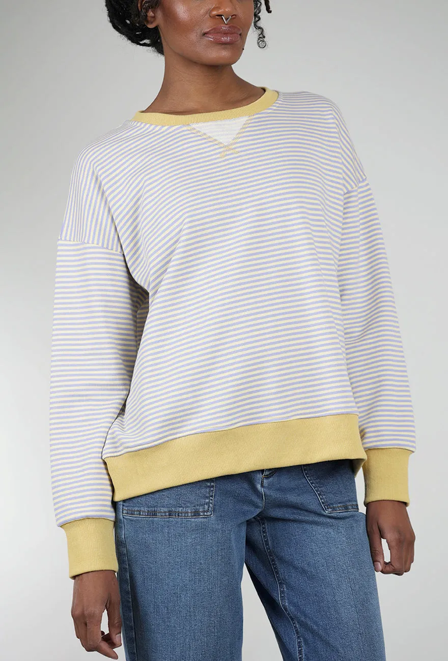 Mini Stripe Oversized Sweatshirt, Lemon/Lavender