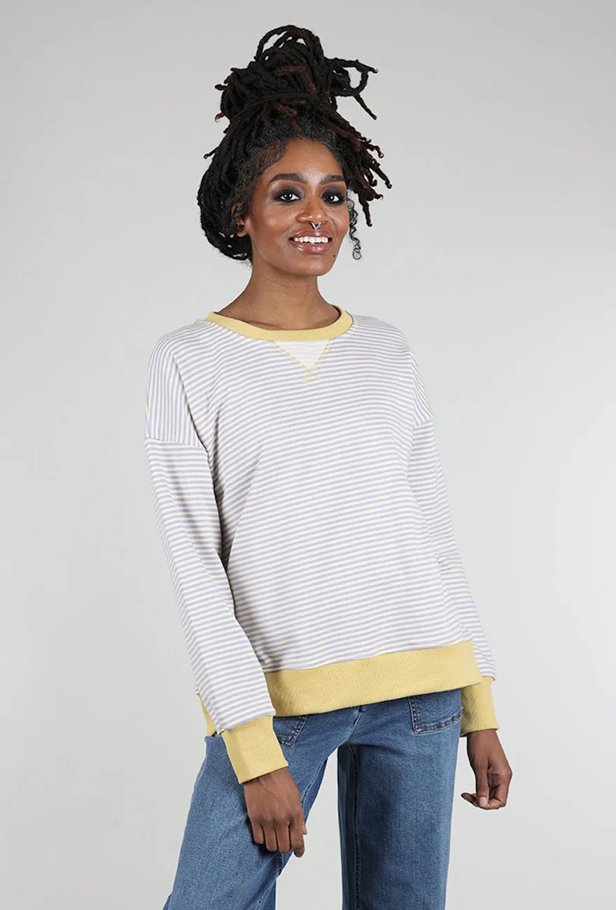 Mini Stripe Oversized Sweatshirt, Lemon/Lavender