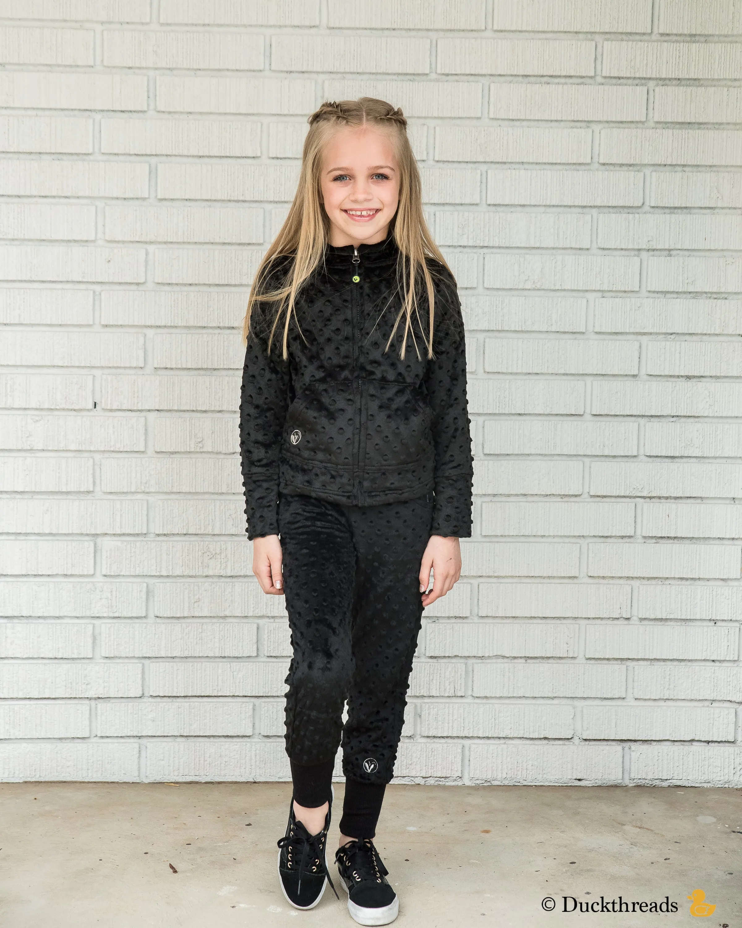 Minky Bubble slim-leg joggers - Black