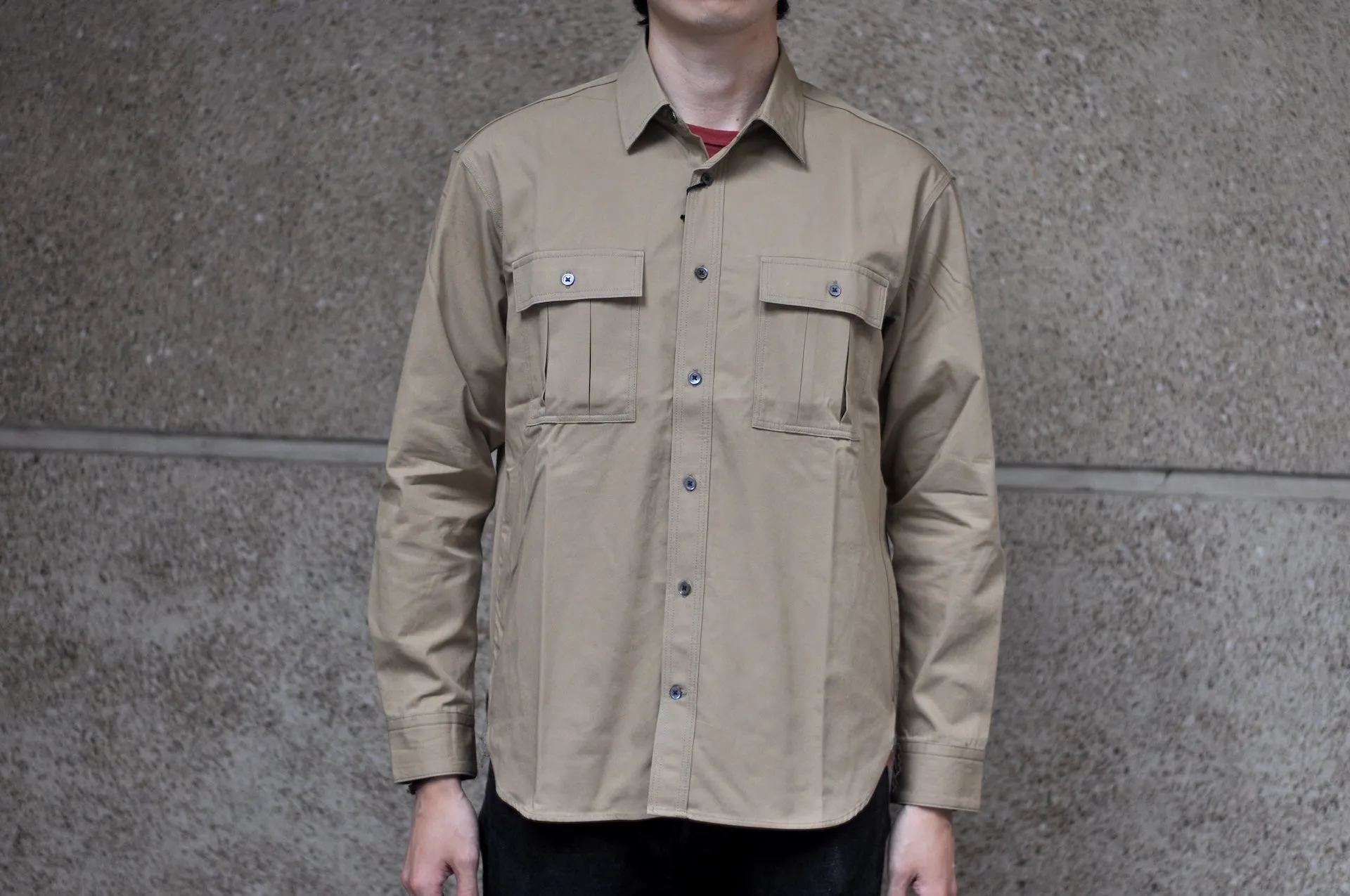 Momotaro 8oz Duck Canvas Military Style Workshirt (Beige)
